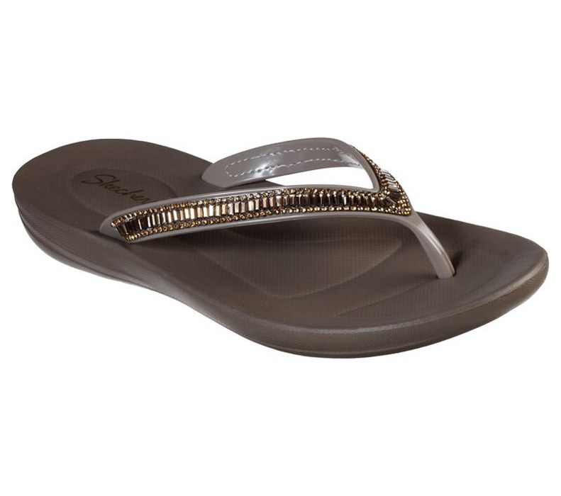 Skechers Bungalow - Poolside Summer - Womens Flip Flops Brown [AU-FH2955]